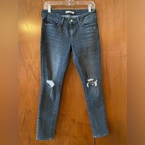 Levi 711 Black Distressed Skinny Jeans